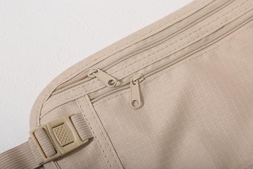 yuandnn Money Belt, Passport Holder Secure Hidden Travel Wallet with RFID Blocking, Adjustable Undercover Fanny Pack with 2 Pockets for Men Women (Khaki) — view 5