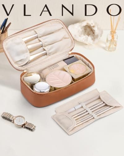 Makeup Bag with Brush Compartment,Cosmetic Bags for Women,Travel Essential — view 2