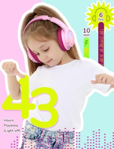 iClever BTH18 Kids Headphones Wireless with LED Lights 43H Playtime Travel — view 4