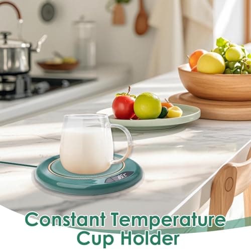 Coffee Mug Warmer USB Smart Beverage Heated Coaster 8H Auto Shut-Off with 3 Temperature 55 65 75 ℃ Settings Electric Touch Control LED Display Cup Warmer Pad for Dad Mom Desk Tea Milk Gifts — view 5