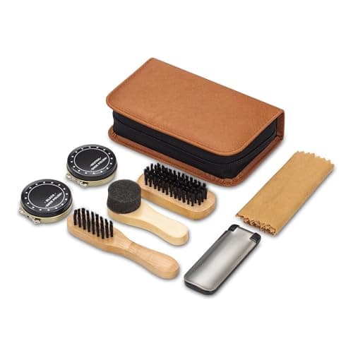 make it funwan Shoe Shine Kit with PU Leather Sleek Elegant Case, 7-Piece Travel Shoe Shine Brush kit — view 3