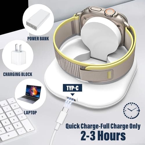KTEBO Apple Watch Charger, Foldable Magnetic USB-C Charging Stand & Cable — view 4