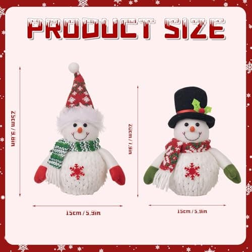 Christmas Decoration with LED Light, Pack of 2 Christmas Snowman Figures Christmas Table Decoration Battery Operated Christmas Decoration Figure for Christmas Decoration Indoor Fireplace Office Room — view 2