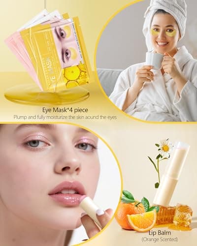 Hydrated & Fragrance Travel Size Gift Set for Women, Pamper Gift Set with Hand Cream, Lip Balm, Shower Gel, Body Cream, Perfume, Hair Scrunchie, Eye Masks, Body Care/ Bath Spa Gift Sets — view 5