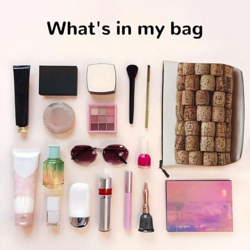 Wine Cork Print Makeup Bag, Travel Cosmetic Bag for Women Large Capacity Organiser Bag Wash Bags for Travel Daily Use — view 3