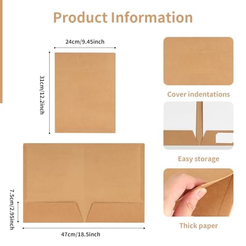 Axincardarm A4 kraft Paper File Card Folders Cardboard for Paperwork 20 Pcs — view 2