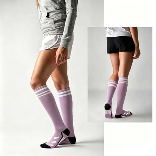 LXOrdora Knee High Compression Socks Women Over The Calf Long Socks Purple — view 2