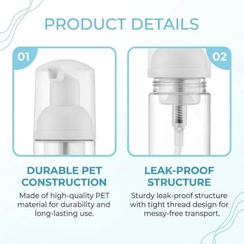 4 PCS Foam Pump Bottle Dispenser – 50ml Travel Size Refillable Foaming Soap Dispenser for Hand Soap, Facial Cleanser, Shower Gel, Shampoo & Skin Care (Transparent) — view 3