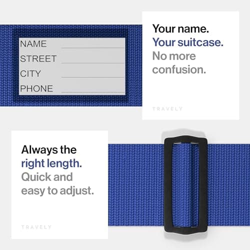 Travely Premium Luggage Strap - Especially Eye-catching and Safe - Includes 2 Name Tags - Luggage Strap Ideal Over Cross - [Set of 2] Navy — view 5