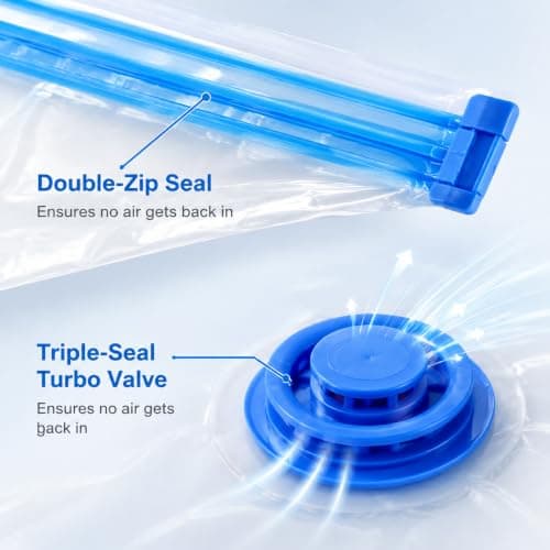 10-Pack Vacuum Storage Bags 40x60cm - Space Saver for Clothes, Quilts, Pillows & Blankets, Transparent Blue Airtight Seal (Reusable & Heavy-Duty) — view 3