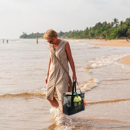MQWDGJ Large Mesh Beach Bag for Women, Waterproof Sandproof Beach Tote Bag — view 2