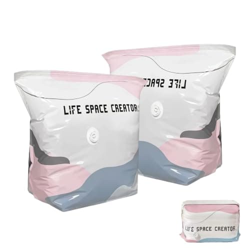 XQMMGO 2 Pack No Pump Vacuum Storage Bags, Large Cube Vacuum Pack Bags for Clothes and Duvets, Space Saver Compression Bags for Travel, Wardrobe and Under Bed Storage (70x50x30cm)