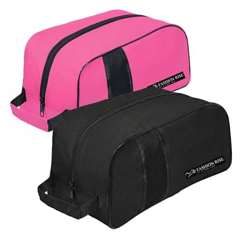 Waterproof Sports Boot/Shoe/Travel Bag for Football Cricket Rugby Golf Toiletry Gym for Men/Women (Black & Pink, 2 Pcs)