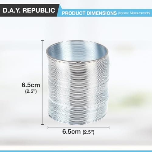 D.A.Y. Republic Metal Spring Coil Toy with 6.5 cm Diameter, Fidget Toy for Kids Adults, Sensory Toy for Autistic Children, Retro Theme, Silver, Large Size — view 2