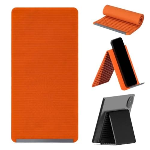 Flexible Silicone Phone Holder – Freely Bendable into Any Shape, Portable & Adjustable, Anti-Slip Flat Desktop Mount for Home Office Car Airplane Travel (Orange)