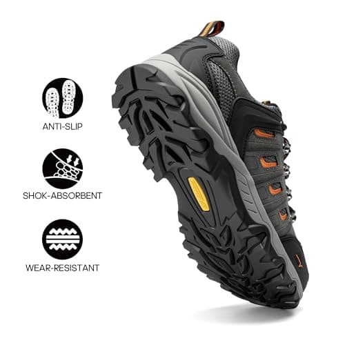 NORTIV 8 Men's Hiking Shoes,Black/Dark/Grey/Orange,9 — view 4