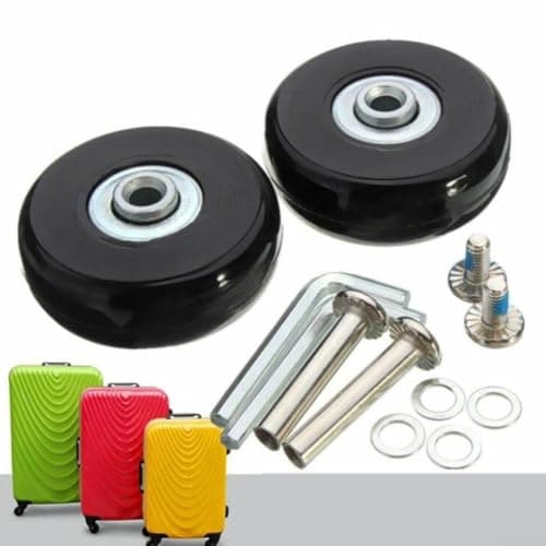 Homefurnishmall Silent Luggage Wheels Replacement Long-Lasting Rubber Alloy Quiet Rolling Suitcase Repair Parts Red Thick(45mm*18mm) — view 6