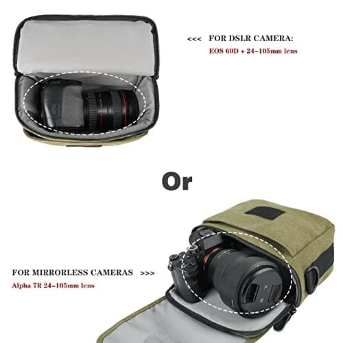 Besnfoto Camera Bag Small Mirrorless Camera Shoulder Bag Purse Waterproof Canvas Cute DSLR SLR Messenger Bag Case for Women and Men — view 2