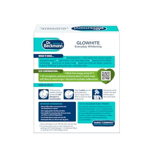 Dr. Beckmann Glowhite, In-Wash Sachets, Brighter White Laundry, 5 x 40g — view 2