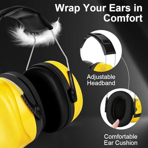 flintronic Ear Defenders Adults, 28dB Protection Noise Cancelling Headphones, Protective Earmuffs, Noise Cancelling Headphones Earmuffs with Adjustable Headband for Shooting Gardening Working — view 5