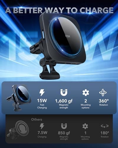 ESR for MagSafe Car Mount Charger 15W Air Vent Dashboard Fast Charging — view 2