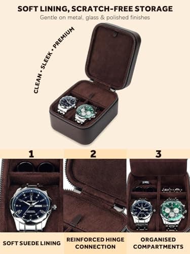 REVEMCN 2-Slot Small Travel Watch Box for Men, Watch & Jewellery Organiser — view 6