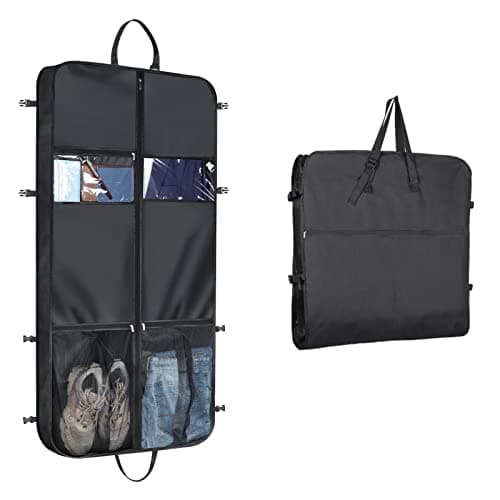 Univivi Suit Carriers for Men, Garment Bag for Travel, 50in Suit Bag, Black