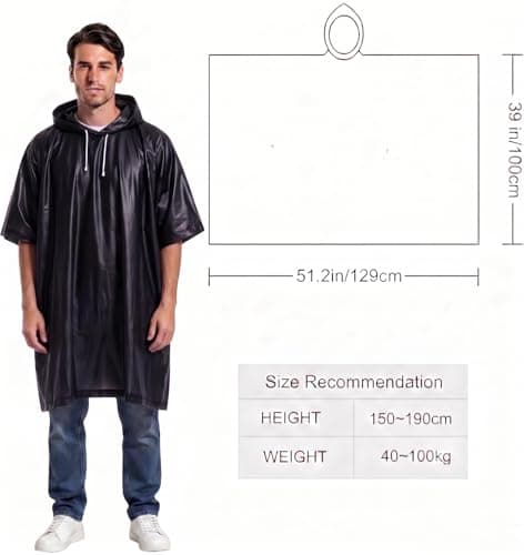 NAYEZH Rain Poncho for Adults, 2‑Pack Reusable Waterproof Cape with Hood — view 3
