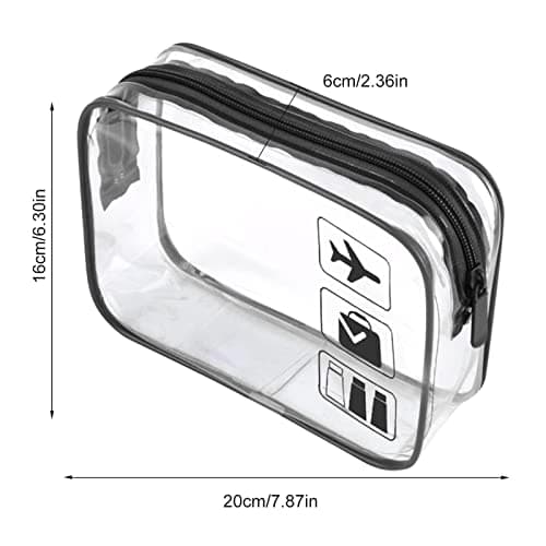 Clear Travel Toiletry Bag TSA Approved Quart Size Travel Bag Airport Carry on Liquid Bag Cosmetic Pouch Shower Bag Transparent Toiletries Bag Airport Security Toiletry Bags(Black) — view 3