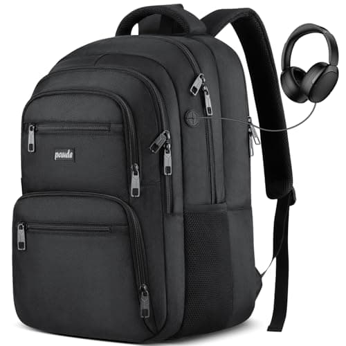 Paude Laptop Backpack,School Backpack Large Bookbag for High School College Students,Black Backpack for Men Office Business,Waterproof