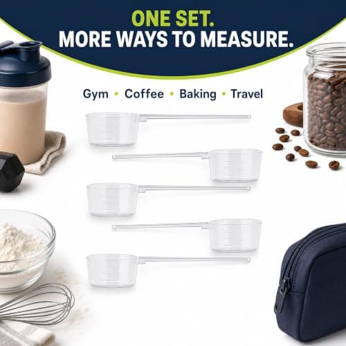 5g Measuring Scoop Set for Protein Powder, 5 Pack Plastic Spoons — view 6