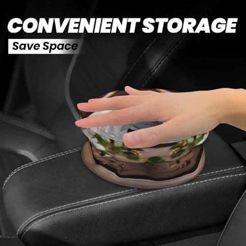 MDATT Teal Flower On Wooden Plank Car Trash Can Leak-Proof Organizer For Long Road Trips And Family Vacations — view 4
