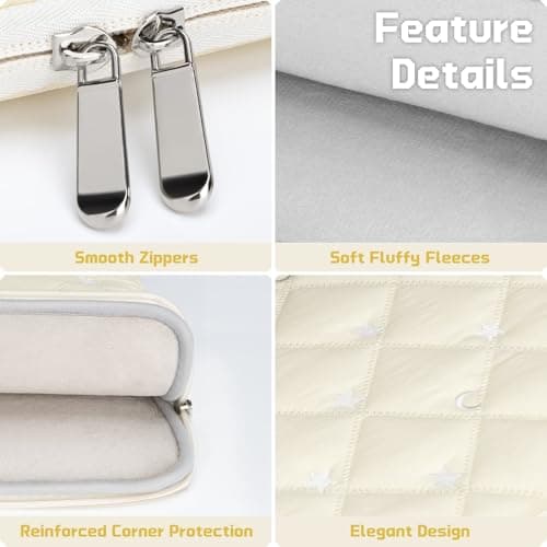 HEDUGO 13 inch Laptop Sleeve Bag Portable Laptop Case Soft Lining Carrying Case Padded Computer Pouch Cover Compatible with Macbook Air 13.6 Inch M4 M3 M2 2025-2022,Beige — view 4