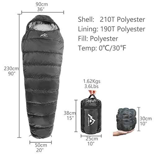 MANTUOLE Heated Sleeping Bag 5 Heating Zones,Operated with Battery Power Bank or Other USB Power Supplies with Type C Output, Portable Compact Bag, Mummy Style-Black.Type-C. — view 3