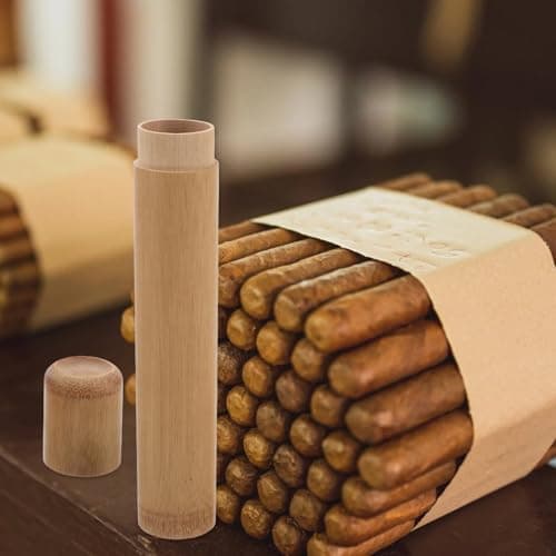 Abaodam Bamboo Cigar Tube Travel Case for One 14cm Cigar, Beige — view 4