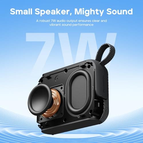 Tribit PocketGo Portable Bluetooth Speaker, 7W, IP68 Waterproof, 20H, Black — view 2