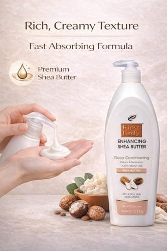 First Lady Shea Butter Moisturising Lotion 1000ml with Pump Dispenser – Deep Hydration Body Lotion for Dry & Sensitive Skin – Nourishing & Smoothing Cream for Soft, Healthy-Looking Skin — view 5
