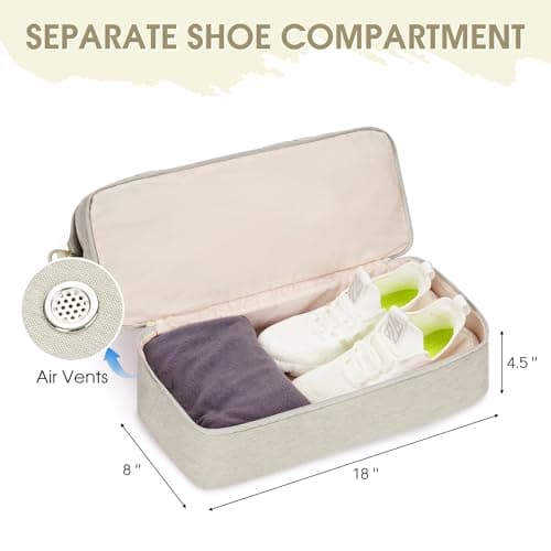 WANDF Cabin Bag 45x36x20 for Easyjet Airlines Underseat Travel Bag with with USB Charging Port, Wet Pocket & Shoes Compartment Carry on Hand Luggage Weekend Bag for Women and Men ((Beige) — view 4