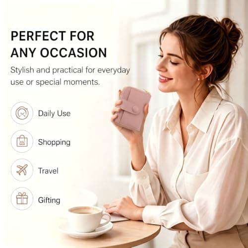 MIAOYIMIZWJ Small Purses for Women, Wallet with Zipper Coin Pocket & Multiple Compartments, Small Card Wallet with ID Window for Ladies, Ideal Gift for Her(Pink) — view 6
