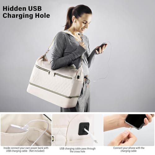 HOMIEE Gym Bag Travel Duffle for Women, Lightweight Overnight Holdall Bag — view 6