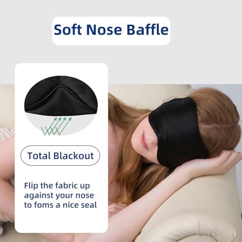 ALASKA BEAR Sleep Mask 2 Straps, Mulberry Silk, Twin Thin Elastic Bands Stay Put All Night, Super-Smooth Slim Eye Mask Two Adjustable Head Strings and Nose Baffle — view 3