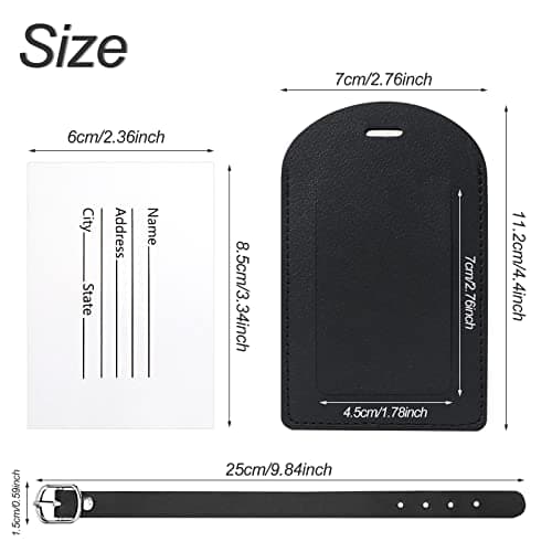 Redamancy Leather Baggage Labels, Pack of 2 Travel Bag Labels, Luggage Tags with Address Name Tag, Suitcase Tags for Preventing Loss of Bags and Suitcases(Black) — view 2