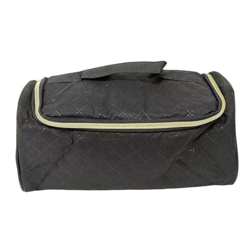 OVAQUIXI Hair Tools Travel Bag, Polyester Portable Storage with Multi Pockets, for Hair Dryer, Flat Iron, Curling Iron, Ideal for Stylish Women (Black)