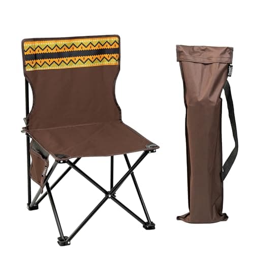 Crystals Portable Camping Chair – Lightweight Folding Outdoor for Adults, Heavy-Duty Travel Chair with Side Pocket & Carry Bag, 100kg Capacity, Ideal for Camping, Hiking & Fishing – Brown