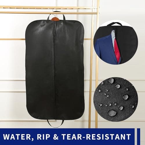 1 Pcs Suit Cover for Men, Black Travel Garment Bag with Handle & Zipper, Breathable Suit Carrier for Business Trips, Tuxedo, Coats, Dresses, Closet Storage, Lightweight Foldable Garment Protector — view 4