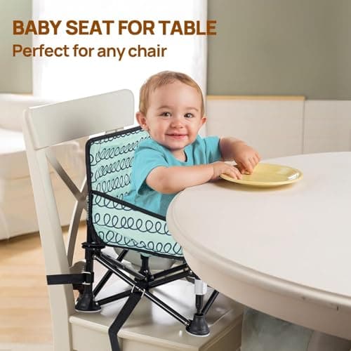 LADIDA Booster Seat for Toddlers with Removable Tray, Portable Foldable Baby High Chair for Kitchen & Dining Chairs, Suitable 6-36 Months Indoor & Outdoor (Green) 302 — view 4
