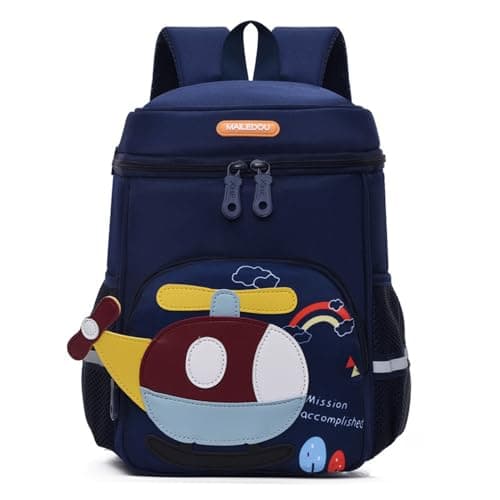XNDZ Toddler Backpack for Nursery Kids Children Dinosaur with Chest Strap Kindergarten School Bag Outdoor Rucksack for 3-6 Years Boys Girls Navy Airplane — view 2