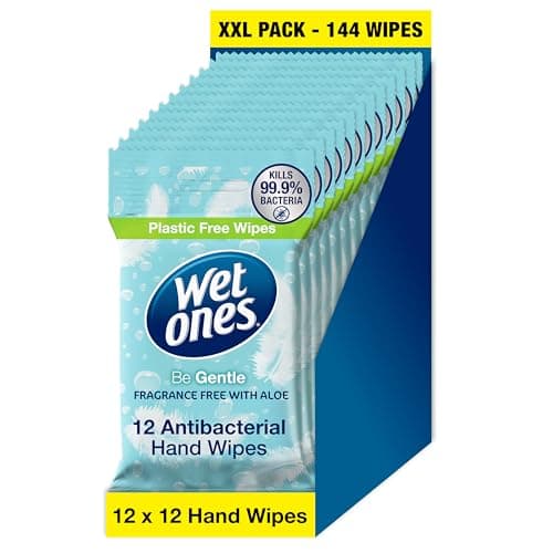 Wet Ones Be Gentle - Antibacterial Biodegradable Hand Wipes -144 Wipes