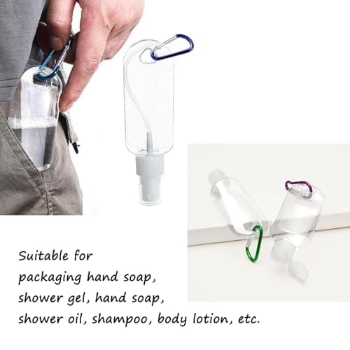 5 Pcs 50ml Refillable Travel Bottles, Hand Sanitiser with Clip, Leakproof — view 3