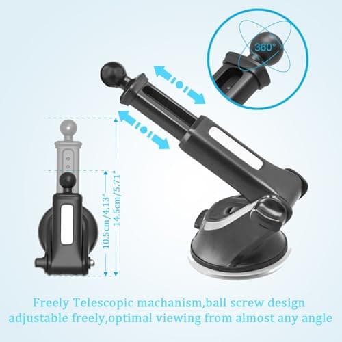 YIANERM Windscreen Dashboard Window Car Mount Car Cradle Base Accessories Mount Used For Car Phone Holder Accessories Replacement Vehicle Suction Cup Mount With Universal 17mm Ball Connector (Black1) — view 2